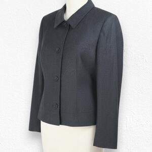 Vintage 90s Talbots Charcoal Gray Wool Single Breasted Blazer Jacket Size 10